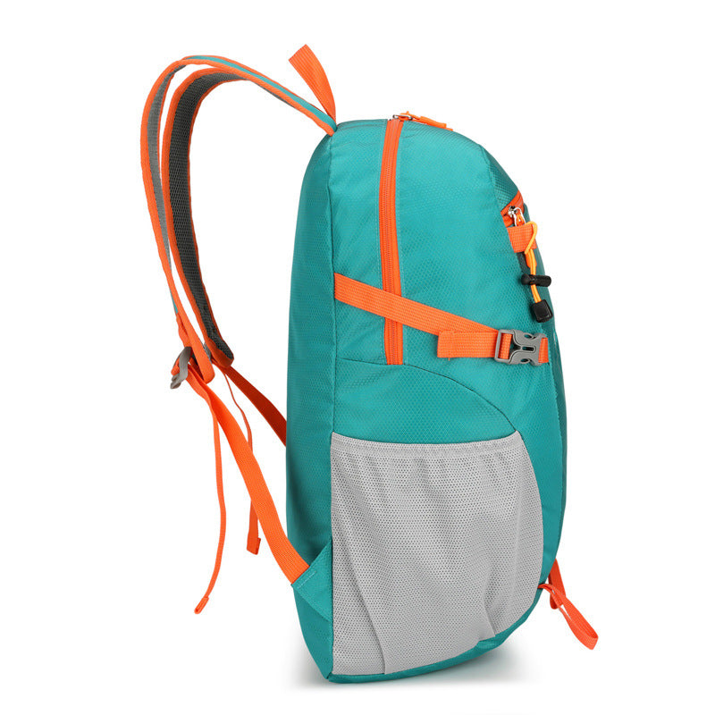 New outdoor hiking mountaineering backpack contrasting colors, lightweight and large-capacity folding bag, short-distance travel sports backpack.
