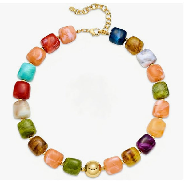 new arrival acrylic resin necklace jelly colorful statement choker women's summer beach jewelry amazon