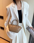 Classy first-layer oil-waxed cowhide shoulder cross-body dumpling bag wing bag texture satchelwork clothing bag genuine leather women's bag