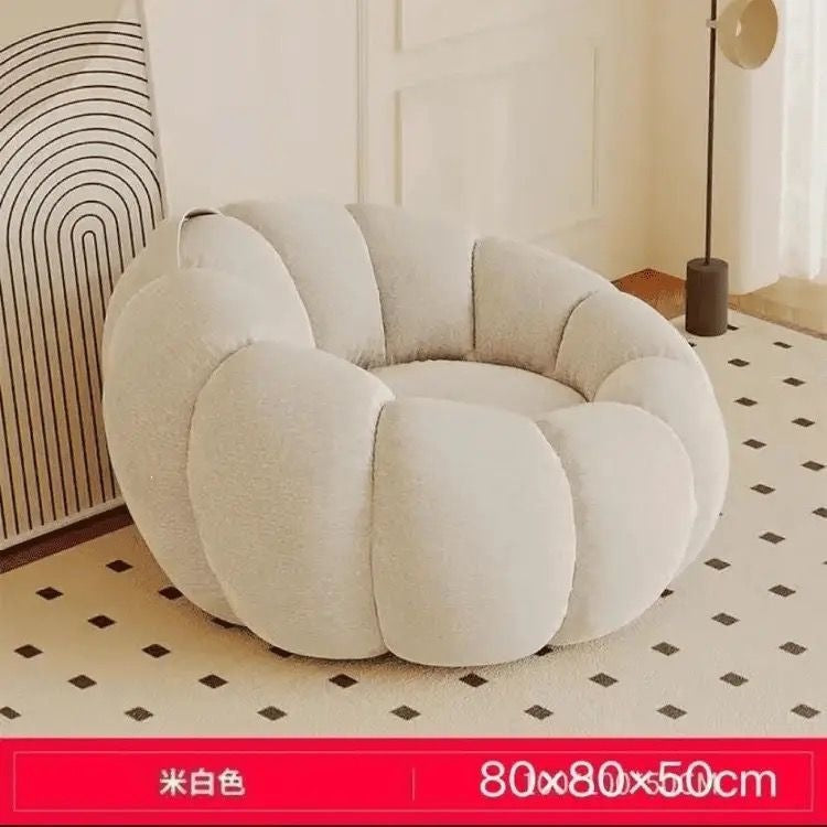 Cream style lazy sofa can lie down and sleep back chair pumpkin single sofa cashmere sofa chair fabric all-in-one