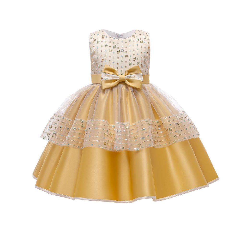 New sequin lace children's dress - flower girl wedding dress, princess gown - stylish mesh lace runway dress