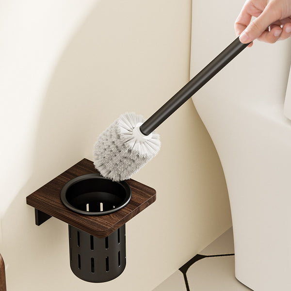 Walnut toilet brush Wall-mounted non-punching toilet Toilet household no dead ends Drain cup Long handle brush