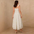 european and american cross-border new women's fitted french floral maxi dress