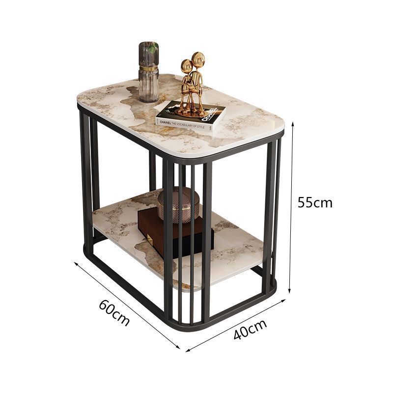Italian light luxury modern slate side table small coffee table balcony living room for home small apartment casual suspended double-layer tea table