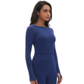 fashion seamless knittingpure color tight high elastic yoga clothes long sleeves sports running fitness yoga tops women