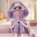 【triple-layer quilted, fleece-lined, extra thick】winter kids' quilted pajamas - girls' coral fleece, triple-layer fleece-lined, extra thick