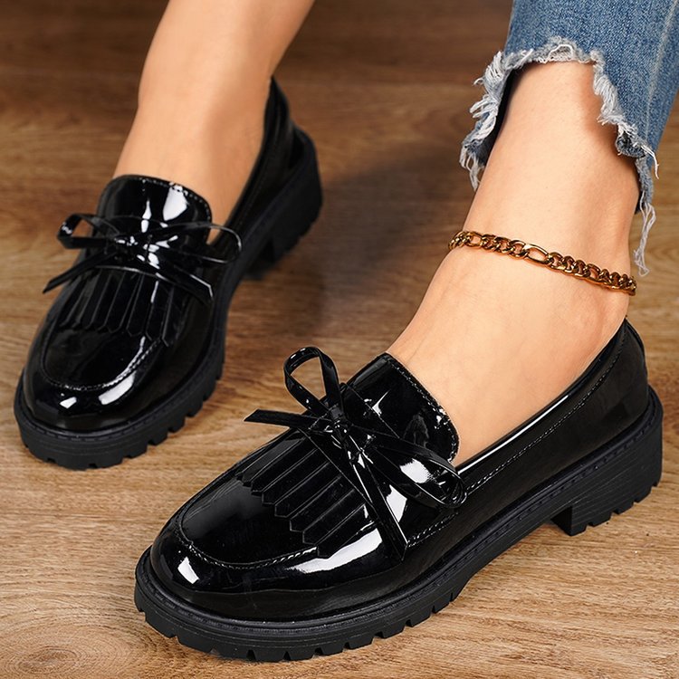 plus size loafers for women, new 2026 spring/autumn collection, patent leather bow mary janes, casual shoes for women