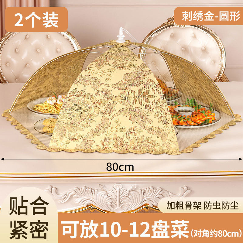 Foldable food cover - round, multi-purpose tabletop protector for home use - dustproof, mosquito & fly repellent - food storage & organization essential