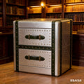Side table cabinet whiskey cigar bar wine cabinet oil wax leather bedside table metal aviation aluminum leather small apartment movable