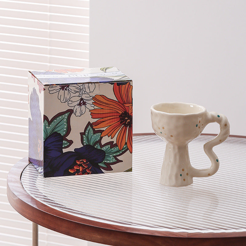 Creative niche handmade mugs, goblets, vintage ceramic coffee cups, ice cream cups, afternoon tea cups - gift box set