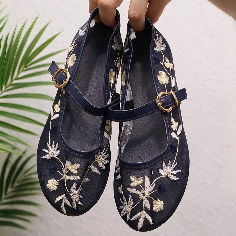 Zaexportplus sizeembroiderflatsnew arrivalfashion buckle low-top lightweight breathable mesh casual shoes wholesale