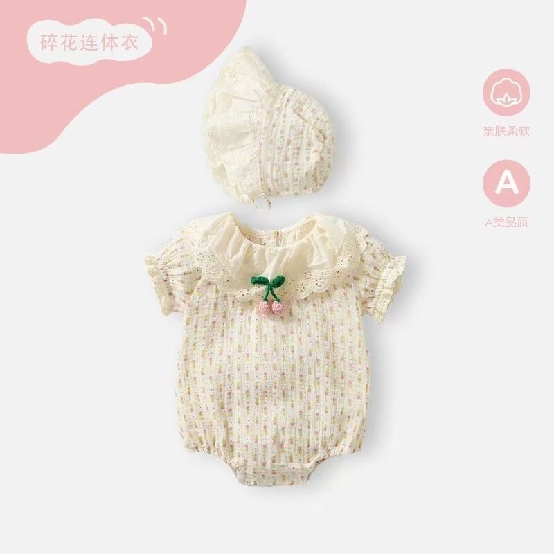 Princess summer lightweight bodysuit - stylish baby summer outfit, newborn clothes, baby romper, floral harem pants, trendy style