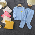 Kids' thermal underwear set - boys' and girls' fleece-lined base layer top and bottoms - autumn/winter pajamas for toddlers and big kids - baby's warm home wear