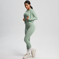 European and american nude feel solid color slim-fit top, jacket, and yoga outfit - quick-dry activewear three-piece set for outdoor leisure, running, and fitness
