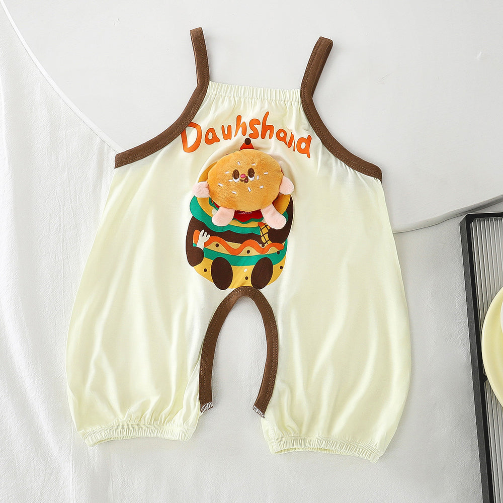 Comfortable and breathable baby romper - summer newborn outfit with open crotch - adorable crawling suit for summer