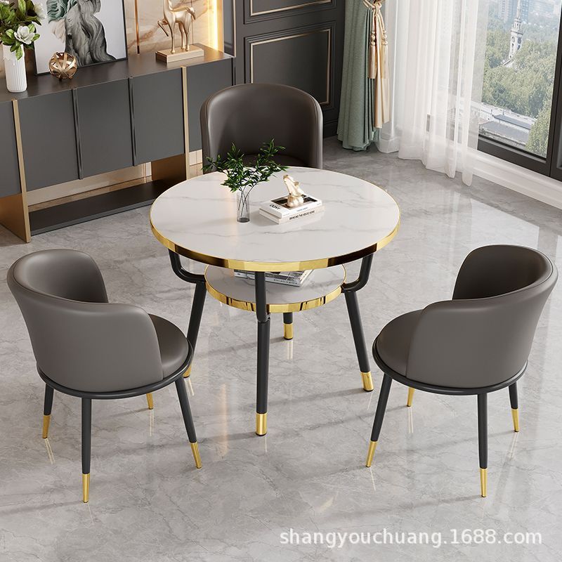 Casual negotiation balcony casual table and chair reception office coffee shop sales office rest area double-layer for home small round table