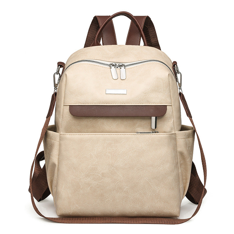 New  contrasting color women's backpack casual large-capacity commuter backpack multi-functional retro portable shoulder bag