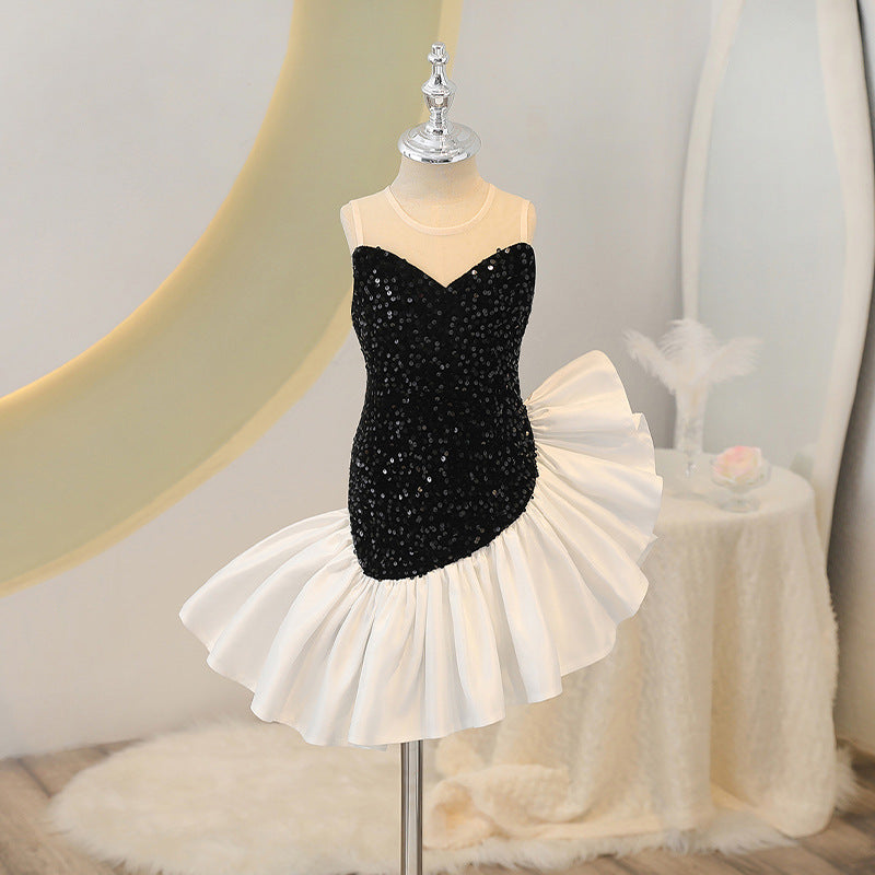 children's dresses: girls' princess gowns, mermaid tails for hosts,  new runway high-end catwalk performance costumes