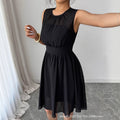 summer new arrival: european and american style black sleeveless chiffon dress - women's slimming, figure-flattering design