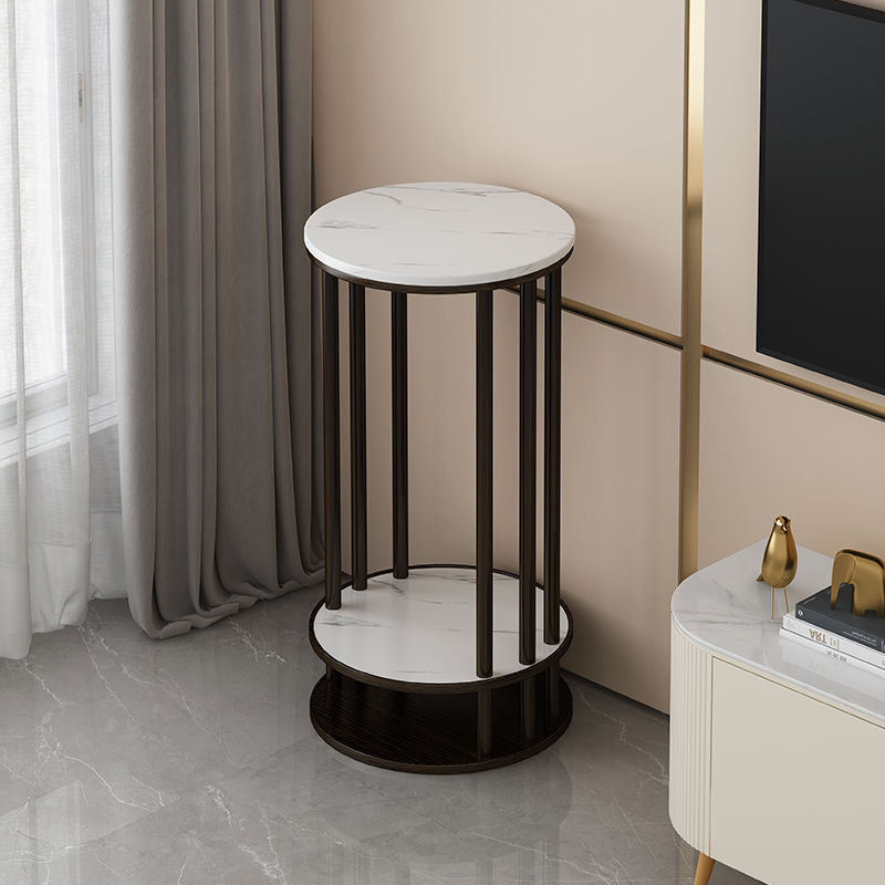 Italian light luxury slate pattern solid wood flower stand living room floor-standing balcony storage rack succulent flower pot bracket plant stand