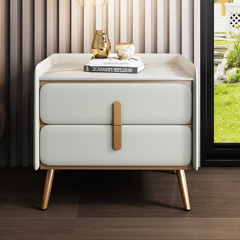 Smart bedside table, solid pine wood, minimalist modern design, leather finish, formaldehyde-free, fully assembled, mini small storage shelf, customizable