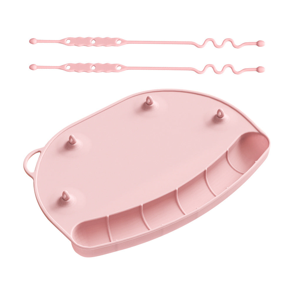 Children's placemat Suction cup type table mat with pocket Waterproof and anti-dirty pick-up meal bag Baby portable kindergarten silicone table mat