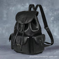 Hs original hand-burnished genuine leather backpack - vintage top grain vegetable-tanned cowhide rucksack for men and women - travel & laptop backpack