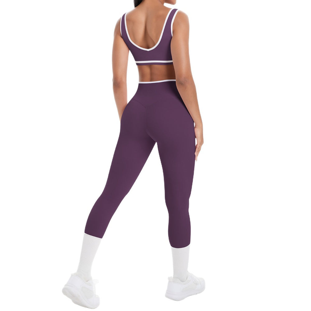 new color block criss-cross fitted brushed high-stretch yoga set - 5-piece running, fitness, and breathable training outfit