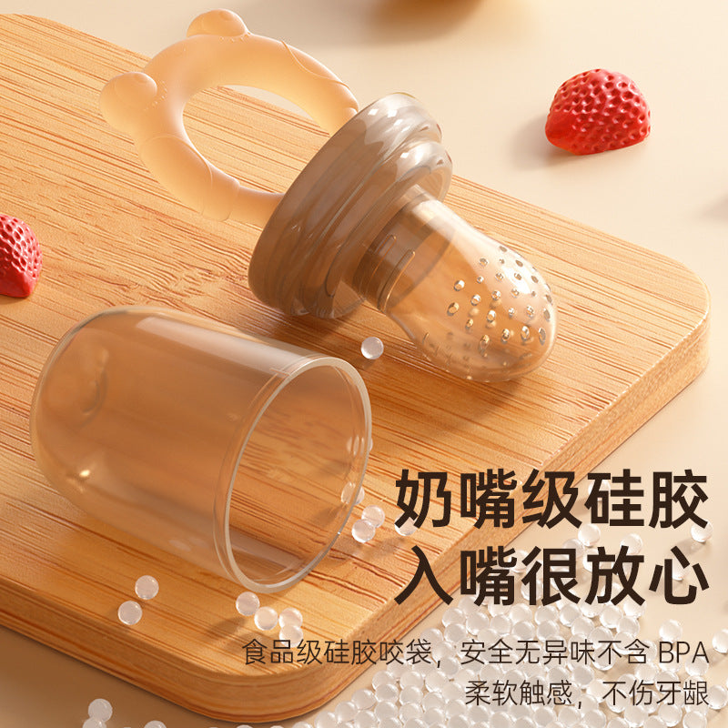 English card baby fruit complementary food bite music full silicone mesh bag baby feeding