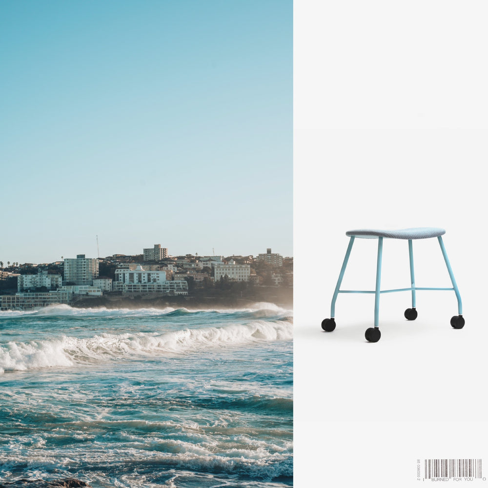 Movable pulley stool creative wheeled chair desk dressing stool coffee shop restaurant soft chair iron chair normcore