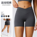 new arrival sports shorts for women outwear peach butt tight yoga shorts cross waistband sexy fitness pants