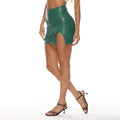 European and american ins style pu skirt   new zipper hip skirt asymmetrical slit leather skirt