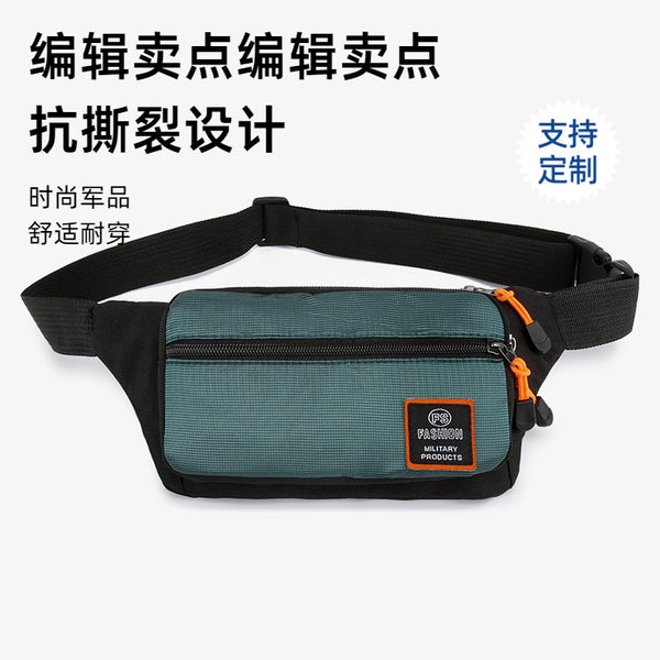 New large-capacity fanny pack men's multi-compartment anti-splashing waist bag wear-resistant outdoor sports mobile phone wallet cashier bag