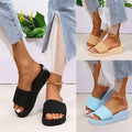 2024 summer women's shoes new korean style one-strap platform heel candy color wedge sandals women's slippers