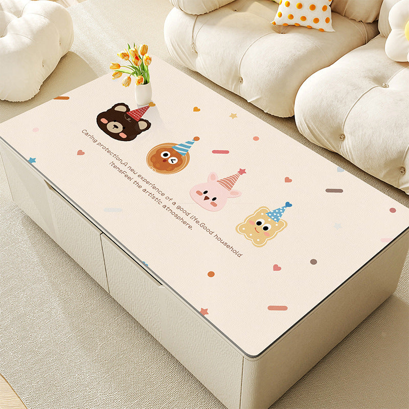 Environmentally friendly cartoon tablecloth waterproof and oil-proof coffee table mat silicone leave-in anti-ironing tablecloth living room protection dining table mat