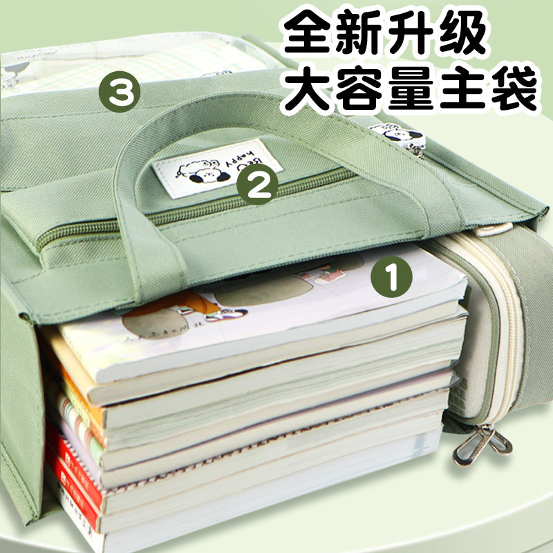Primary and secondary school students high-value solid color tutoring bag waterproof file bag children's tutoring bag cartoon transparent art bag