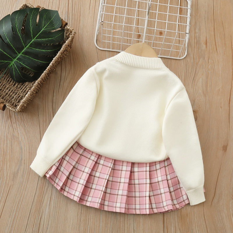 Girls' knitted sweater cardigan set - new autumn  collection: cute cartoon design for little girls