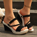 [elegance | wedge heels] plus size cross-border suede elegance women's thick sole heels | ankle strap breathable suede,