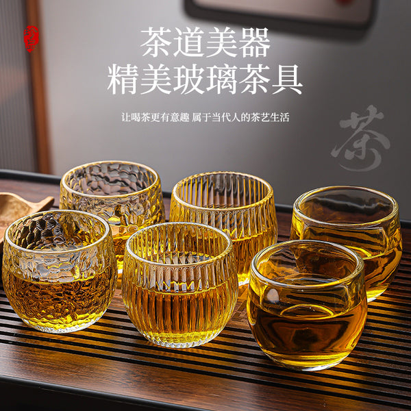 Japanese hammer pattern heat-resistant thickened glass tea set tea cup is not hot, heat-insulating glass tea cup master cup tea cup