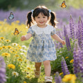 New girls' dresses: stylish princess dresses for baby girls, summer lightweight short-sleeve floral prints, children's clothing