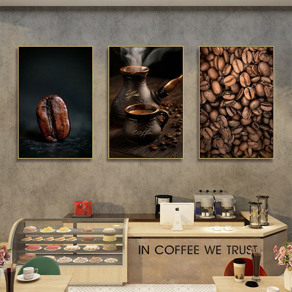 Cafe coffee beans decorative painting cafe American background wall publicity hanging industrial style creative poster mural