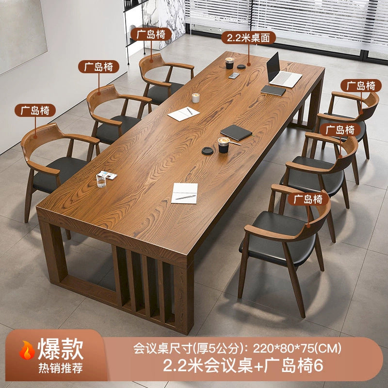Solid wood large conference table bench table casual office desk large long desk log workbench large board table study table
