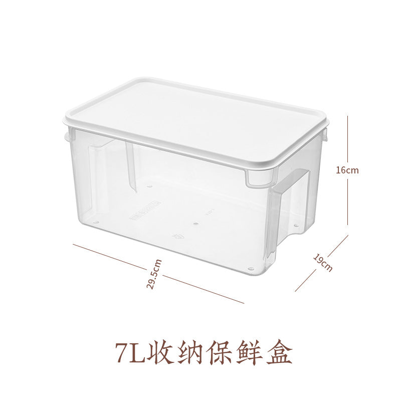 Refrigerator plastic crisper, kitchen fruits and vegetables fresh finishing, transparent sealing, double-layer drain stacking storage with handle