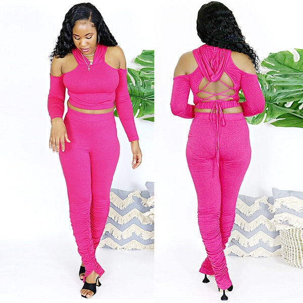 WT2302 hot sale, European and American sexy solid color two-piece set, nightclub clothes