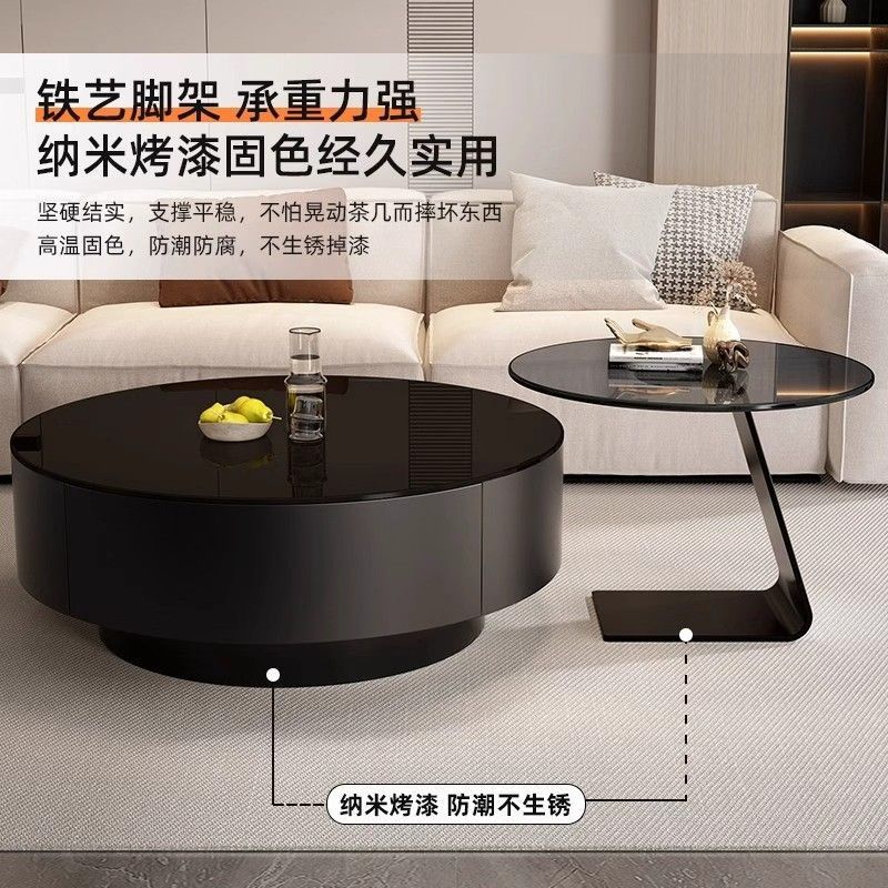 Italian solid wood coffee table living room glass modern round for homeaccessible luxury tea table casualnormcoreclassy side table combination