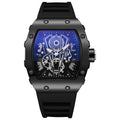 Hollow richard barrel shape aliexpress cross-border quartz watch men's silicone watch men's business calendar sports watch