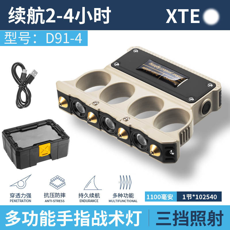 Cross-border new car self-defense finger light USB charging finger glove self-defense self-rescue broken window survival emergency lighting