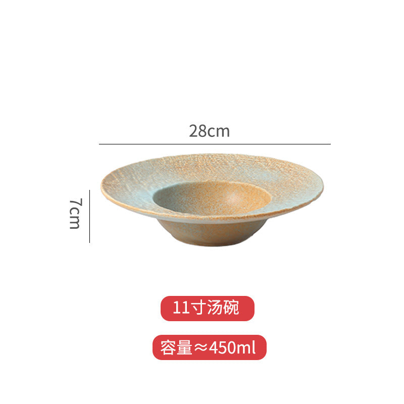 New creative ceramic plates - japanese retro round dinner plates, steak plates - wholesale for home and hotel tableware manufacturers