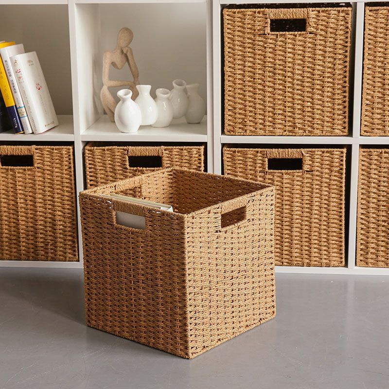 Grid cabinet storage box japanese style storage box living room imitation rattan storage woven toy book storage box foldable