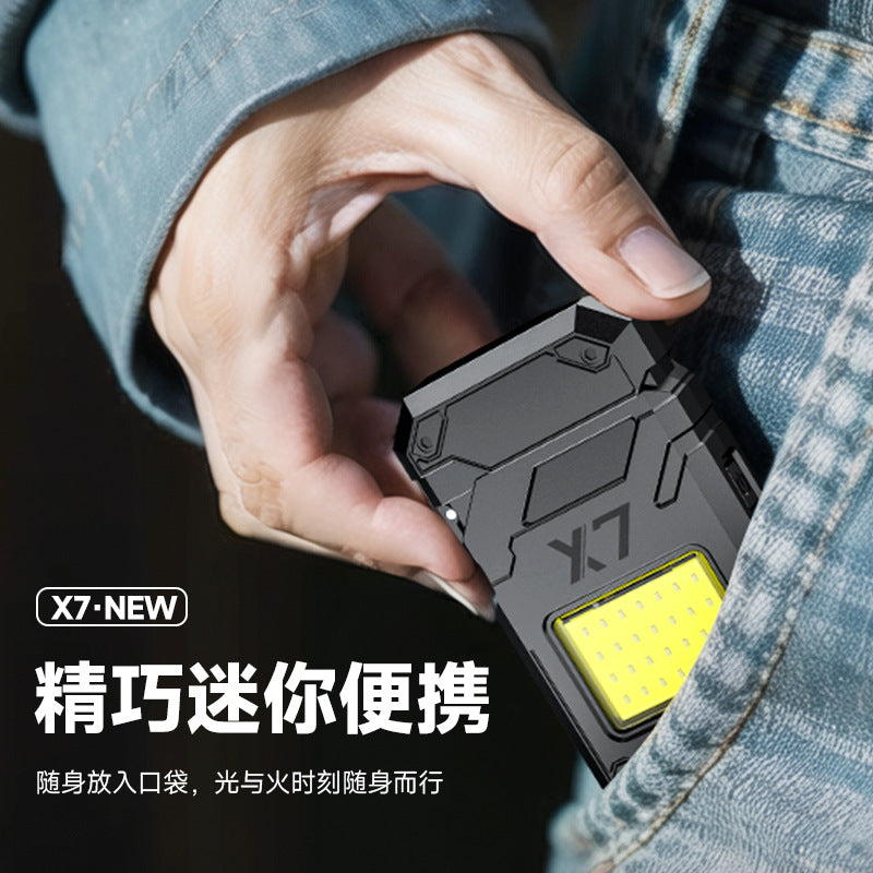 Cross-border multifunctional electric heating wire lighter with side light flashlight outdoor portable mini rechargeable windproof lighter